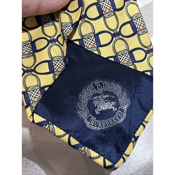 Burberry Vintage Neutral Kensington Check Plaid Equestrian Silk Long Wide Tie - Picture 7 of 7